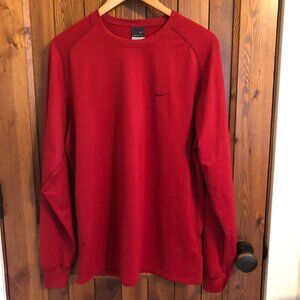 NIKE SPHERE DRY Red Long Sleeve Performance Workout Shirt